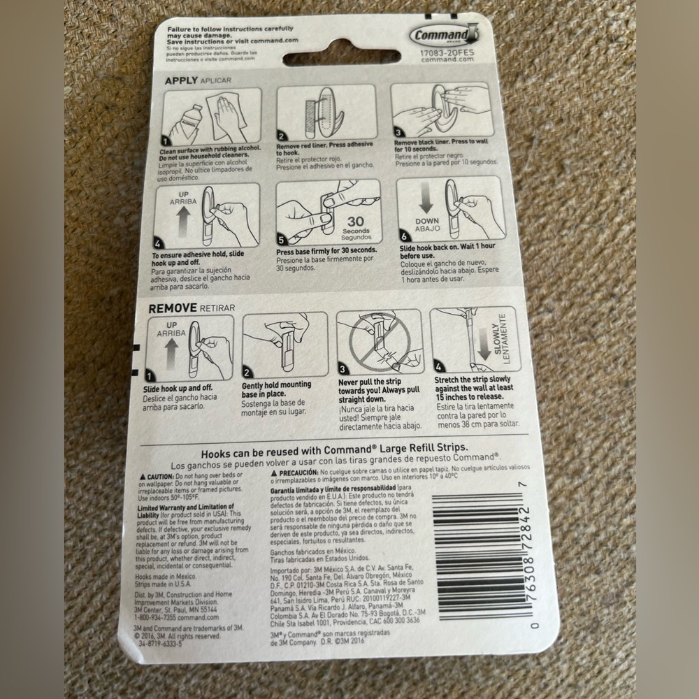 Command Designer Hooks, Large, White, 2 Hooks, 4 Strips/Pack 2packs - Picture 2 of 2